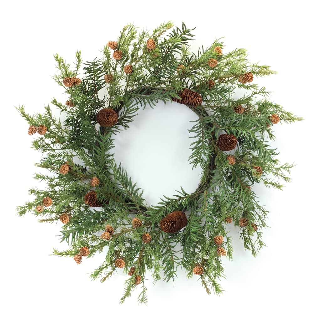 Pine with Pinecone Artificial Christmas Wreath, 25-Inch, Unlit - Green