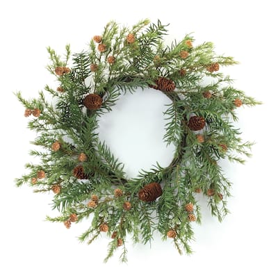 Pine Cone Wreath 24"D - Green