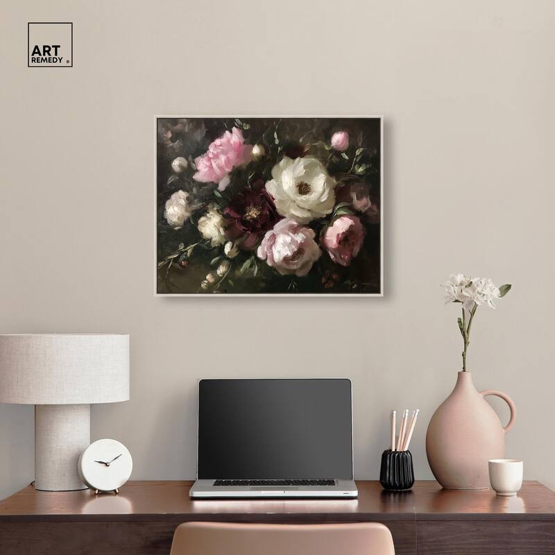 Peony Palette Nocturne Canvas by Art Remedy