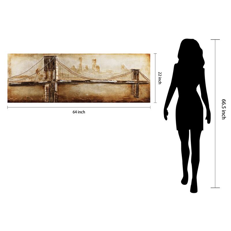 Golden Gate Bridge Metallic Handed Painted Rugged Wooden Wall Art