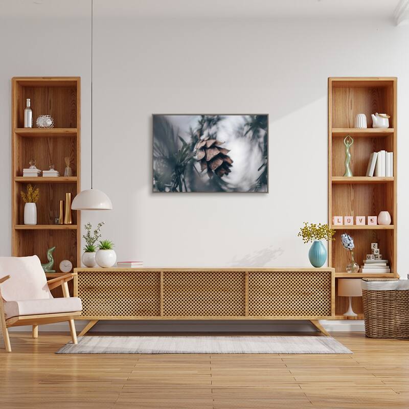 Tree with Pinecone Macro by Nathan Larson Framed Canvas Wall Art Print