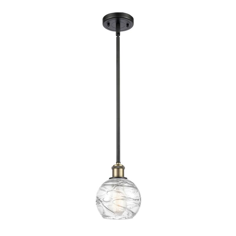 Innovations Lighting Athens Deco Swirl - 1 Light 6" Stem Hung Mini Pendant - Black Antique Brass
