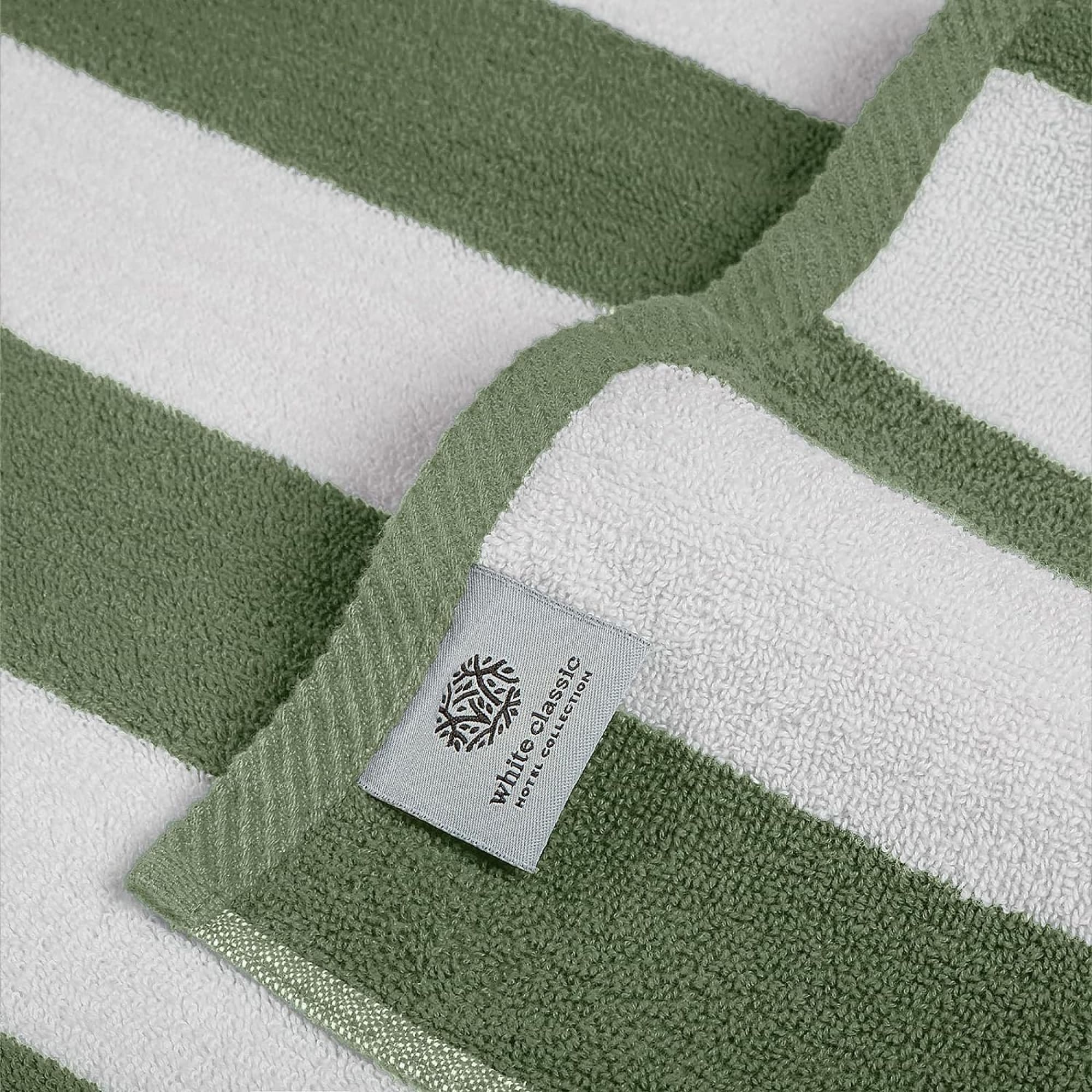 White Striped Luxury Oversized Beach Towel Cabana Classic-image