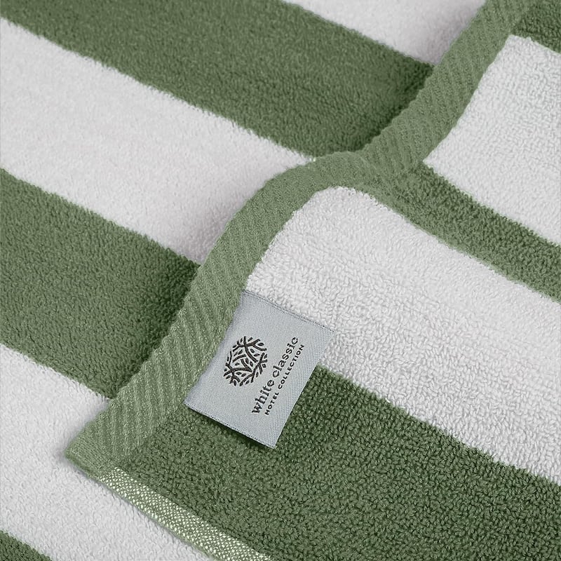 White Classic Luxury Cabana Striped Oversized Beach Towel 35x70" | Set of 2