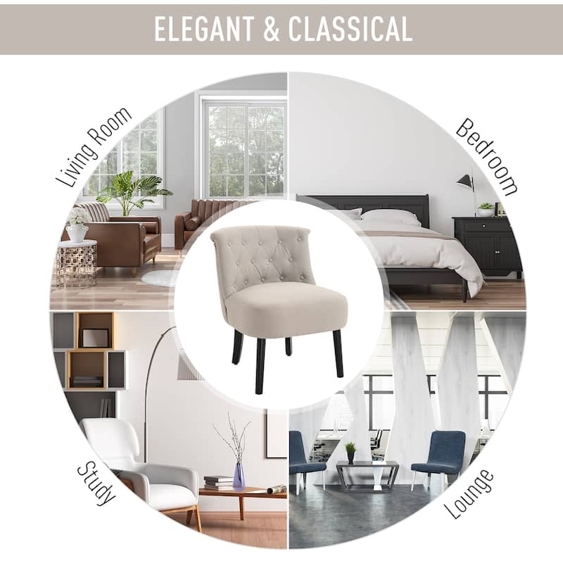 HomCom Modern Accent Leisure Armless Slipper Upholstered Lounge Chair with Large Comfortable Surface & Wooden Legs