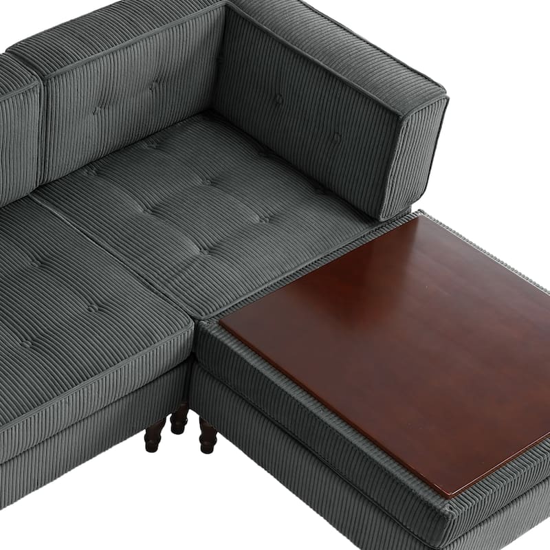 Oversized Sofa Corduroy Tufted Modular Sectional Set
