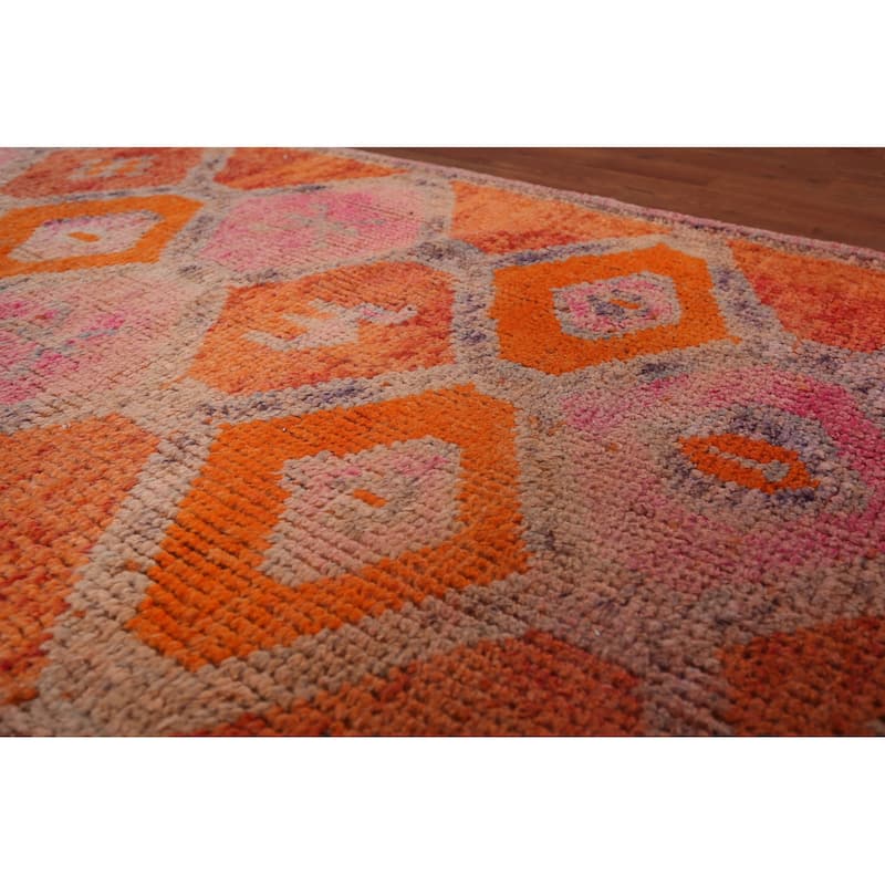 Transitional Oushak Vintage Runner Rug Handmade Turkish Wool Carpet - 3'4"x 10'5"