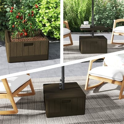 HDPE Outdoor Umbrella Base with Adjustable Table Tray Heavy Duty Sand Fillable for 1.5 and 1.9 Inch Poles