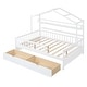 preview thumbnail 10 of 10, Wooden Full Size House Bed with Safety Guardrail & 2 Drawers, Kids Bed Wood Platform Bed Frame with Storage Shelf, White