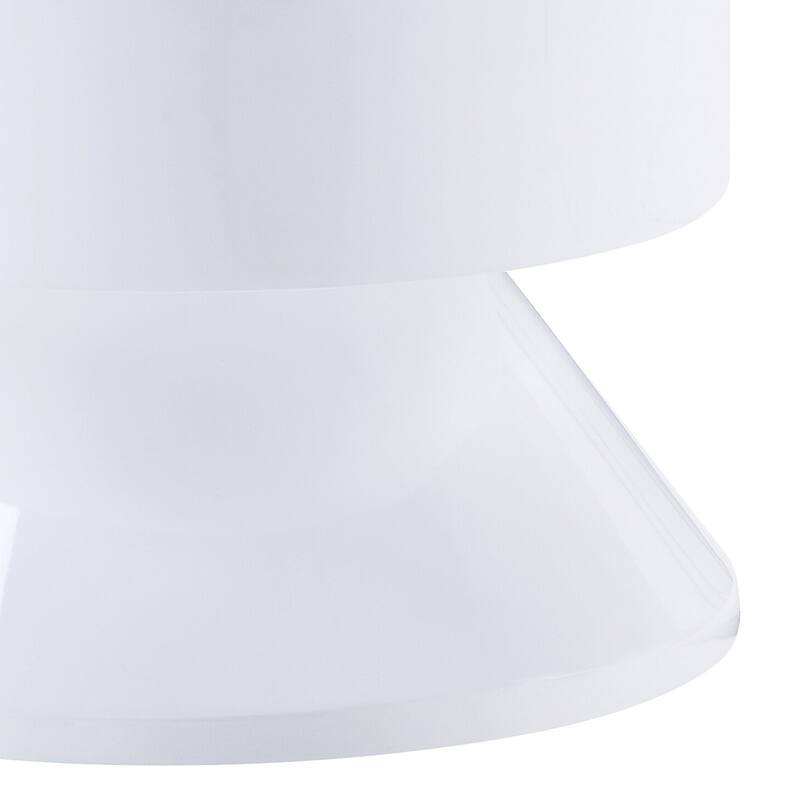 White High Gloss Drum Nightstand with Manual Close Drawer