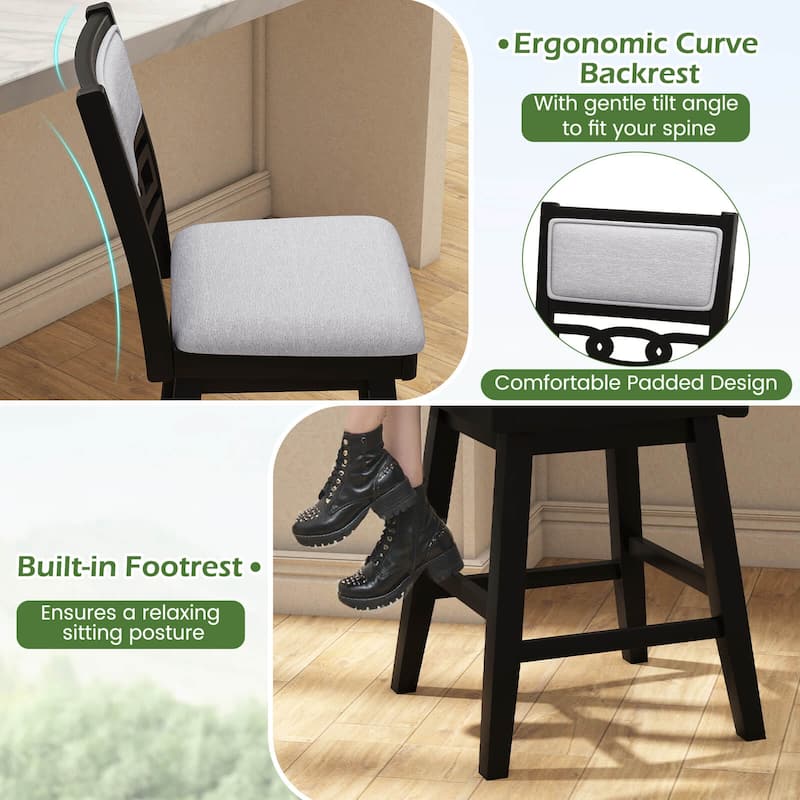 Costway 25" Swivel Counter Height Chairs Set of 2/4 with Upholstered - See Details