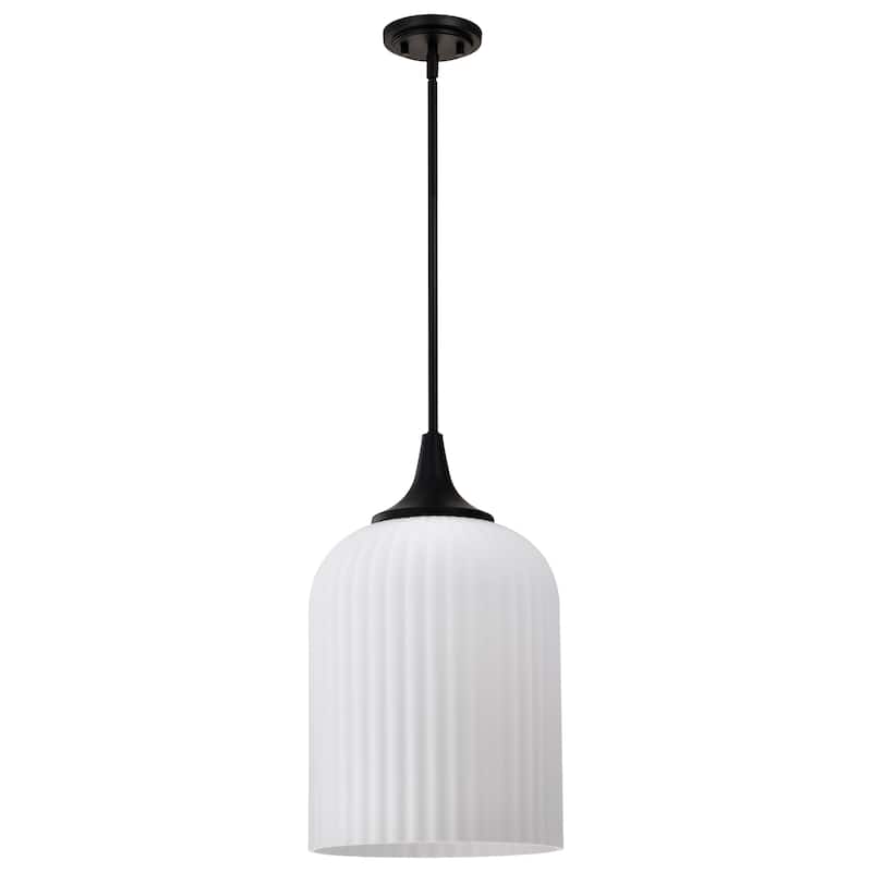 Solara Pendant Matte Black Finish Frosted Ribbed Glass - Matte Black