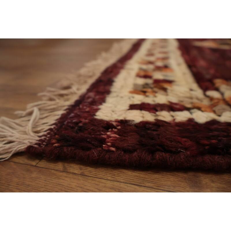 Hand Knotted Oriental 100% Wool Carpet Modern Tribal Red Moroccan Area Rug - 11' 9'' X 9' 3''