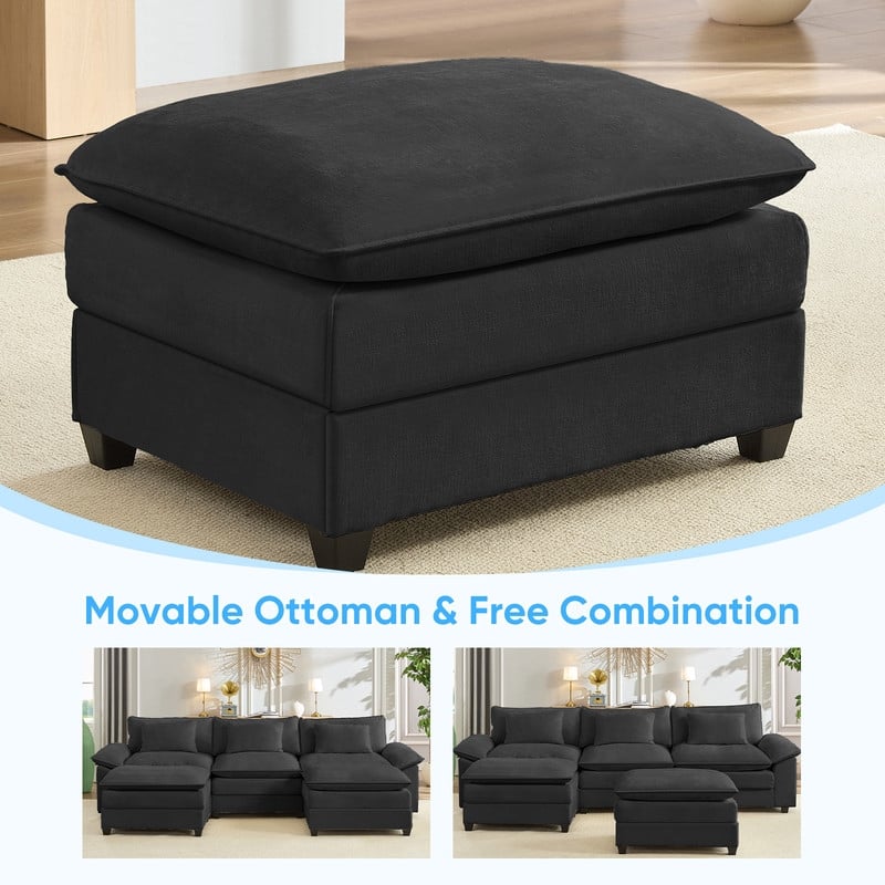 Modern 118'' U-Shaped Modular Sectional Sofa with 2 Ottomans, 5-Seat Cloud Couch, Modern Chenille Sofa Sleeper Deep Seat Couches