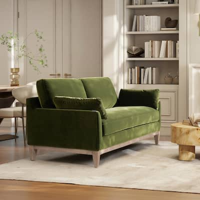 Pasadena 75.5" Velvet Modern Farmhouse Loose Pillow-Back Sofa