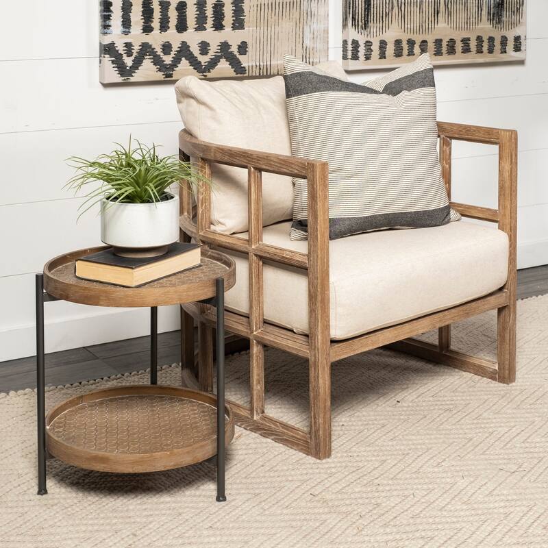Skylar II Tan Fabric Covered Cushioned Demi-Lune Wooden Frame Accent Chair
