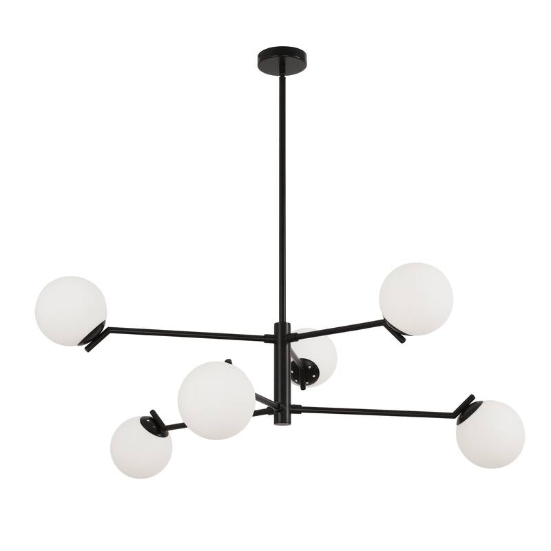 6-Light Modern Sputnik Chandelier with Glass Globe for Dining Room