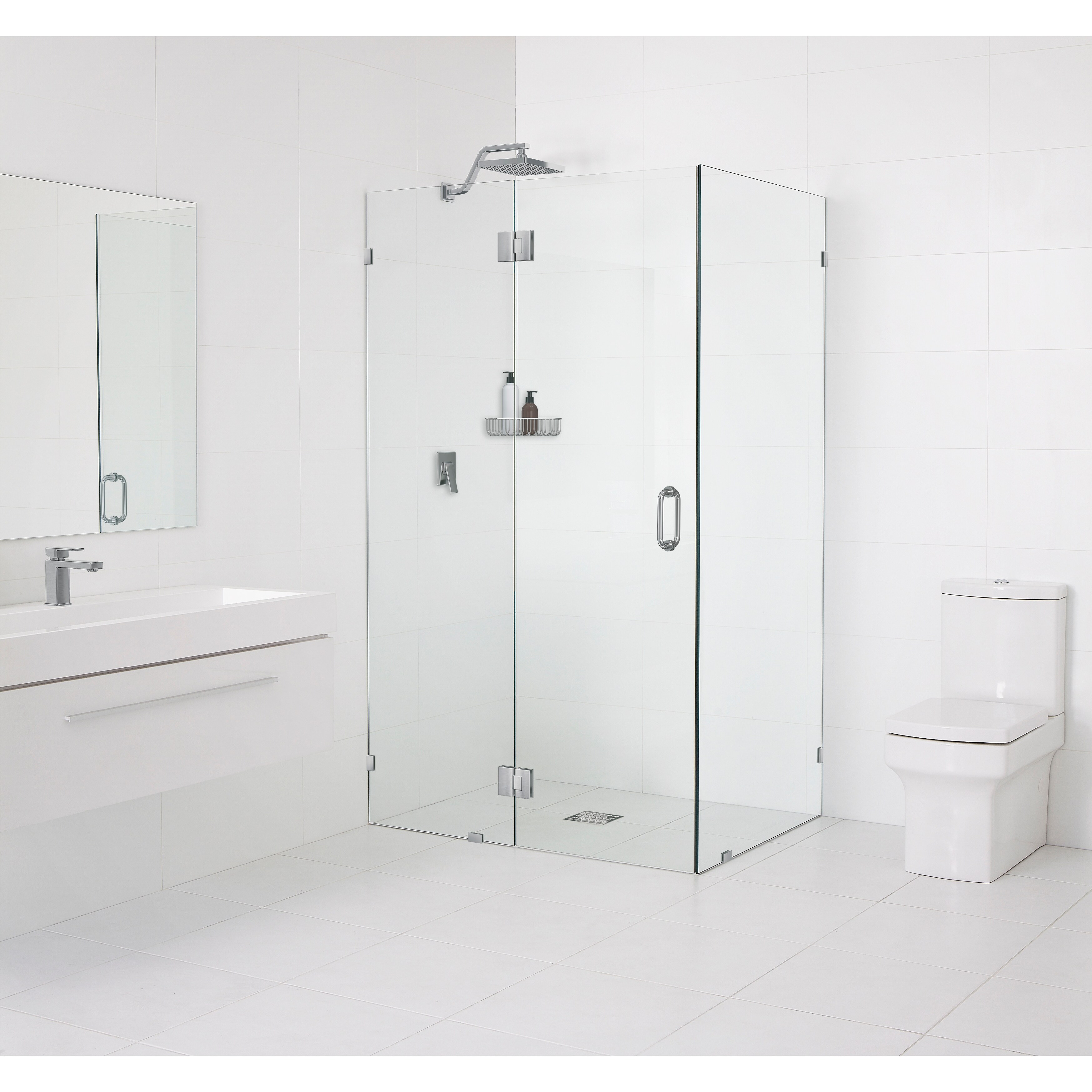 Glass Warehouse 78" x 40" x 44" Frameless 90 Degree Shower Enclosure - Glass Hinge