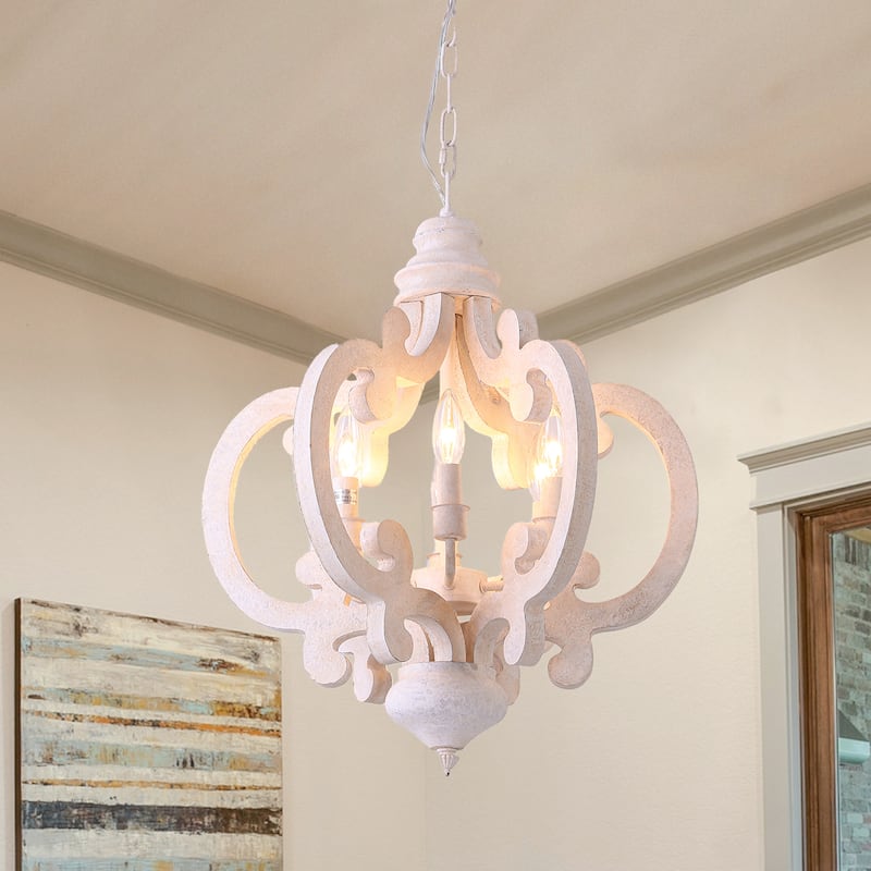 Bella Depot 6-Light Vintage Wood Lantern Chandelier Distressed Kitchen Pendant Lighting