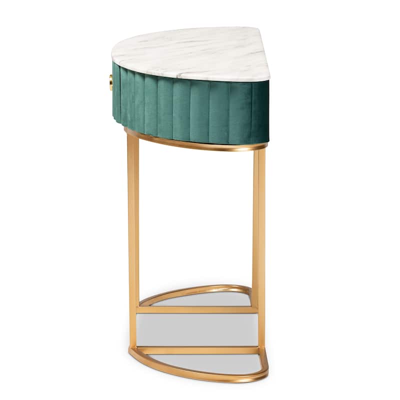 Beale Luxe and Glam Upholstered 1-Drawer Console Table