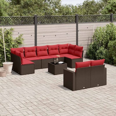 vidaXL 10 Piece Patio Sofa Set with Cushions Poly Rattan (US only)