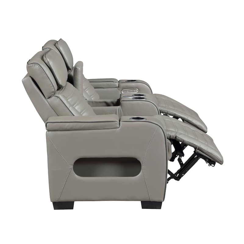 Arbor 73" Leather Power Double Reclining Loveseat with Center Console