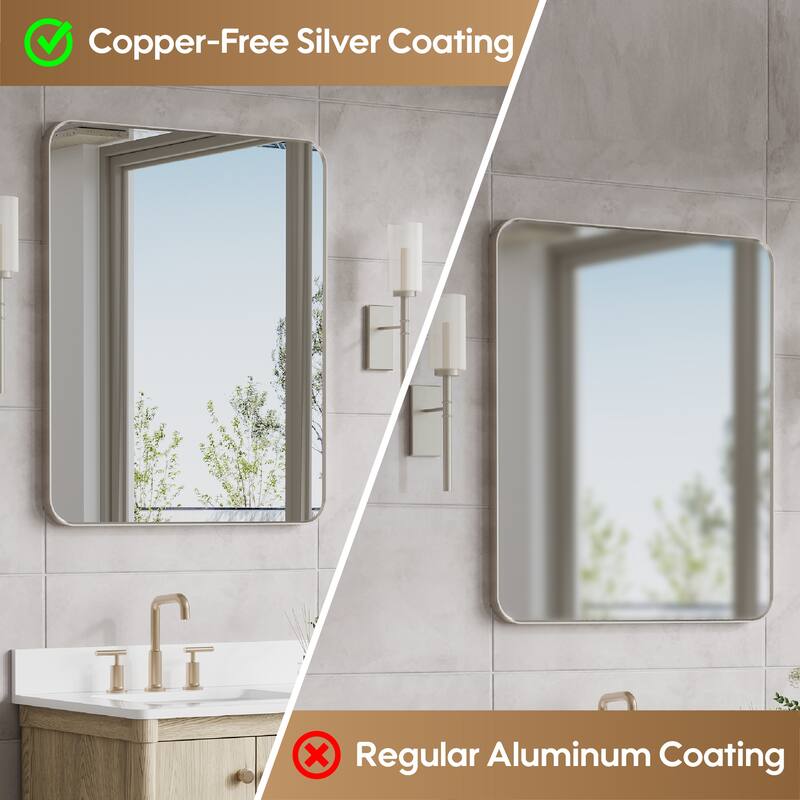 Modern Bathroom Rectangular Wall Mounted Anodized Aluminum Framed Vanity Mirror