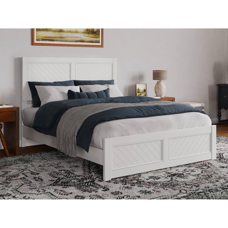 Berkshire Queen Low Profile Platform Bed with Matching Footboard - White - Queen