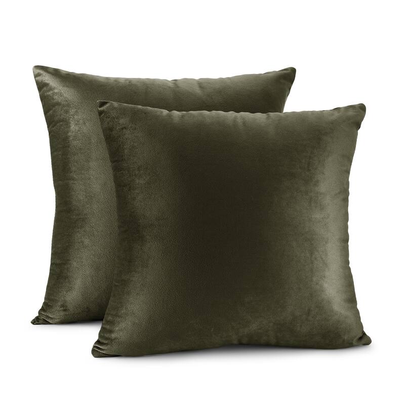 Porch & Den Cosner Microfiber Velvet Throw Pillow Covers (Set of 2) - 24" x 24" - Khaki