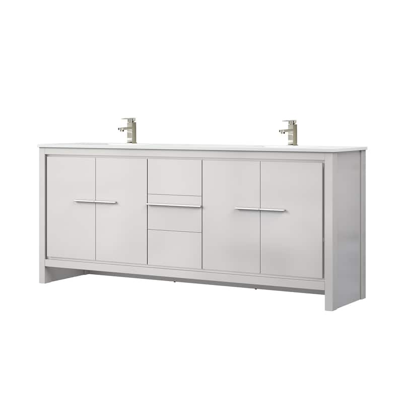 Lafarre Bath Vanity Cultured Marble Top, Sink and Brushed Nickel Faucet