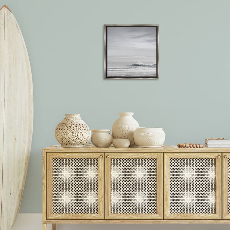 Stupell Misty Grey Beach Ripples Framed Floater Canvas Wall Art Design By Maggie Olsen
