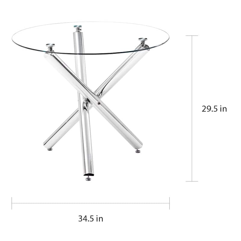 Modern Tempered Glass Table and Upholstered Chair 5-piece Dining Set