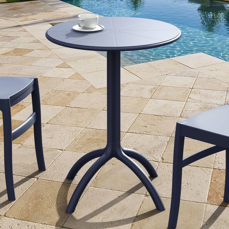29" Gray Durable Round Outdoor Patio Dining Table