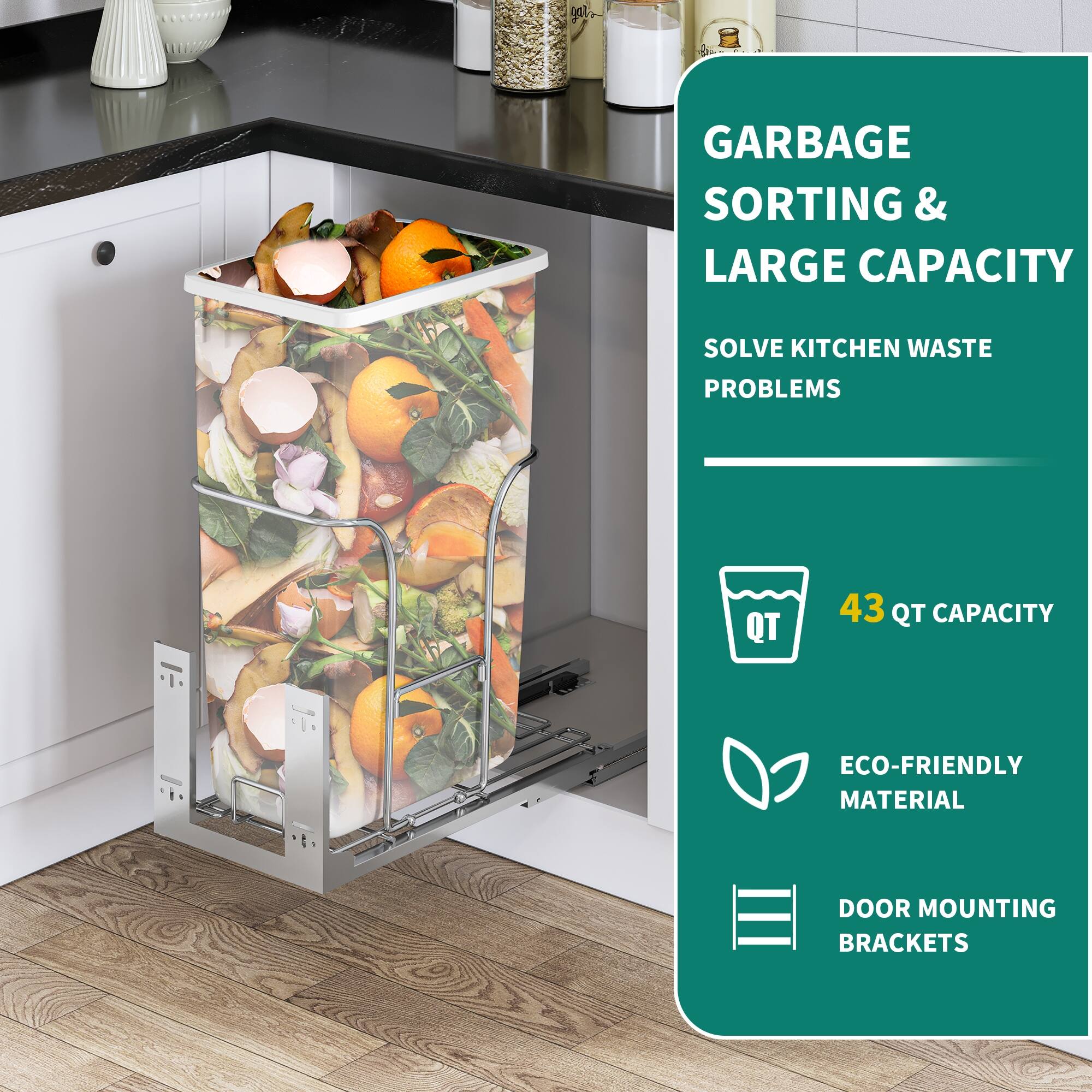 43QT Bottom Mount Double Bin Trash Can with Lid Bed Bath & Beyond