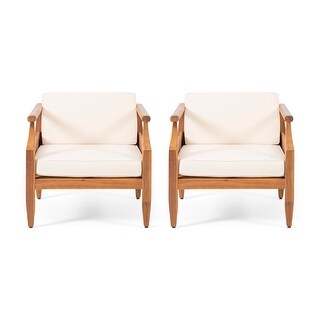 Aston Outdoor Modern Acacia Cushioned Club Chairs (Set of 2) by Christopher Knight Home