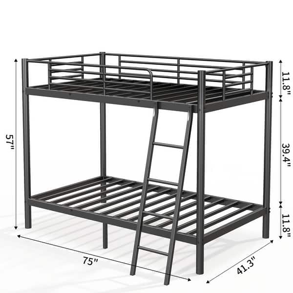 Twin Over Twin Size Metal Bunk Bed for Adults Teens