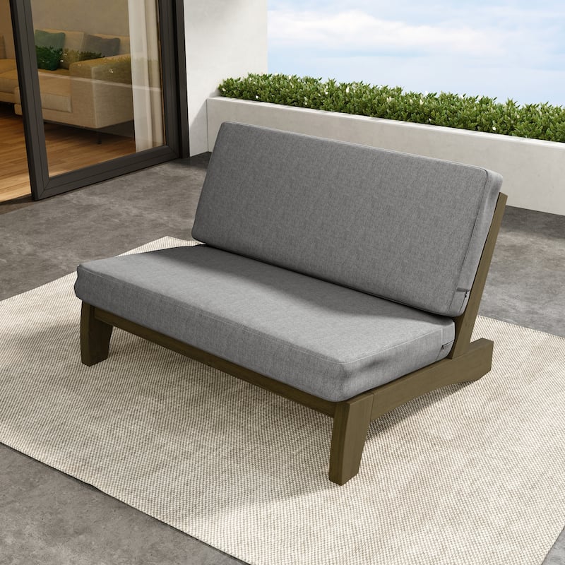 Outdoor Furniture Teak Wood Armless Loveseat Sofa With Cushion