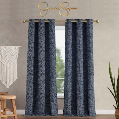 Jessica Simpson Groovy Paisley Textured Blackout Grommet Window Curtain Panel Pair with Tiebacks