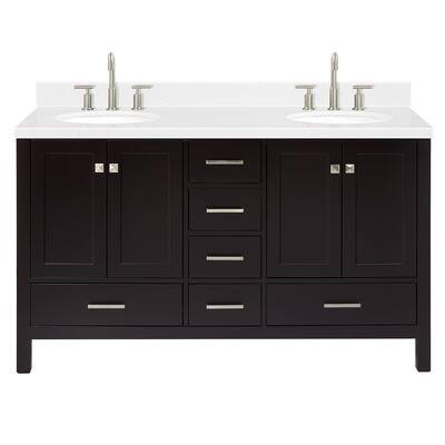 Ariel A060DCQOVO Cambridge 60" Free Standing Double Basin Vanity Set
