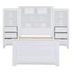 preview thumbnail 11 of 10, White Wood Twin Platform Bed wAll-in-One Cabinet, Shelf, 8 Side Drawers