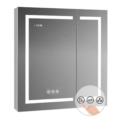 LED Medicine Cabinet with Amplified Mirror and Defogger