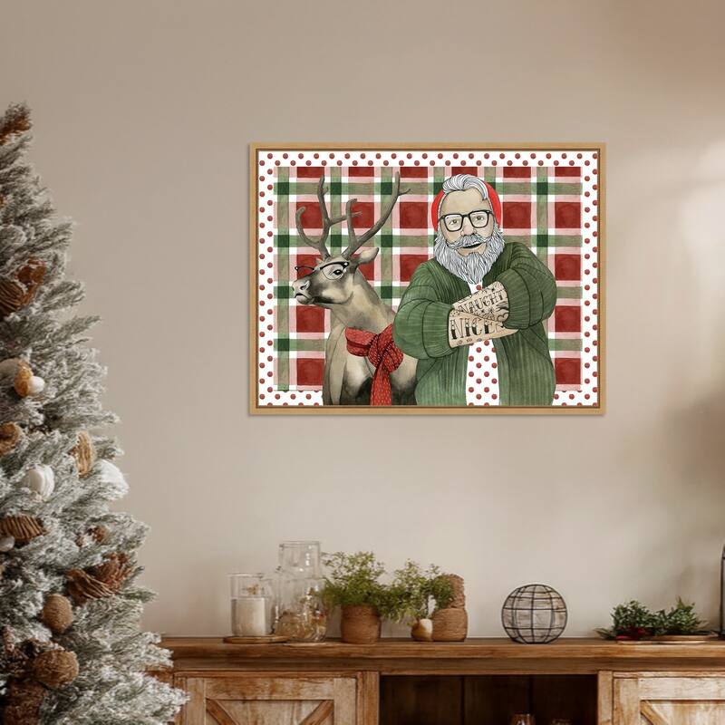 Hipster Santa Collection A by Grace Popp (30 x 23 in.), Framed Canvas Wall Art Print - Sylvie Natural