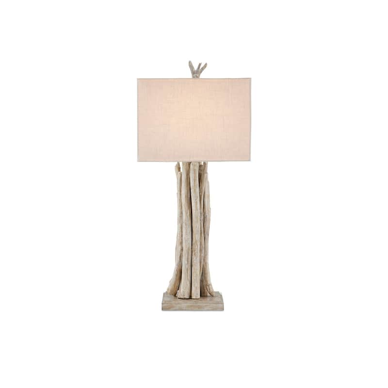 Currey & Company Driftwood Whitewash Table Lamp - 34"h x 15"w x 15"d