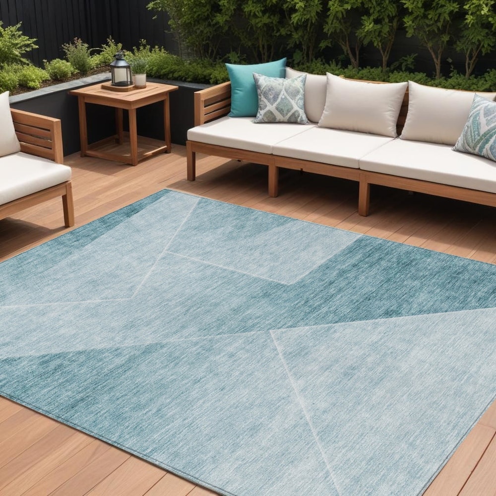 HomeRoots Abstract Transitional Rectangle Outdoor Rug