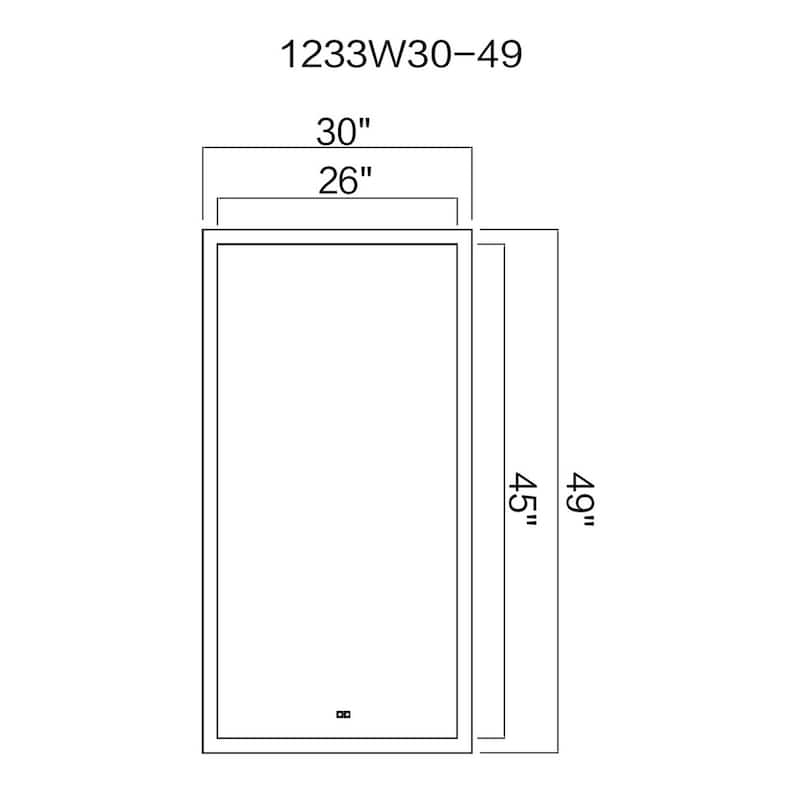 49" x 30" Abigail Matte White Rectangle LED Wall Mirror