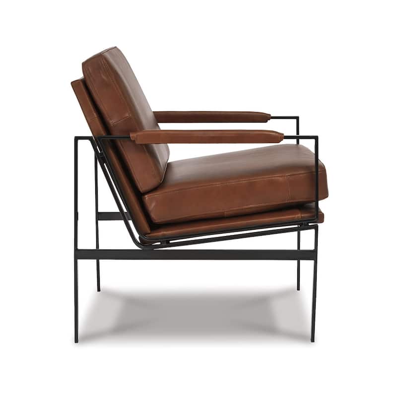 Signature Design by Ashley Puckman Mid Century Modern Leather Accent Chair - 29" W x 31.5" D x 34.25" H