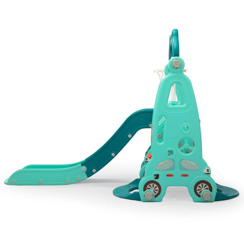 5-in-1 Kids Slide with Swing, Basketball Hoop and Toss Ring