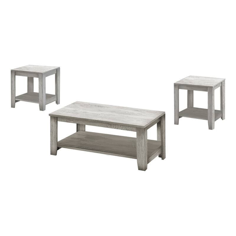 HomeRoots Set Of Three 42" Gray Rectangular Coffee Table With Three Shelves