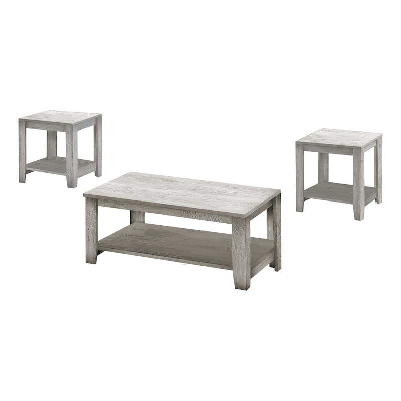 Set of 3 Coffee Tables with 3 Shelves for Living Room or Office Storage - 42” x 20.5” x 17” - Grey