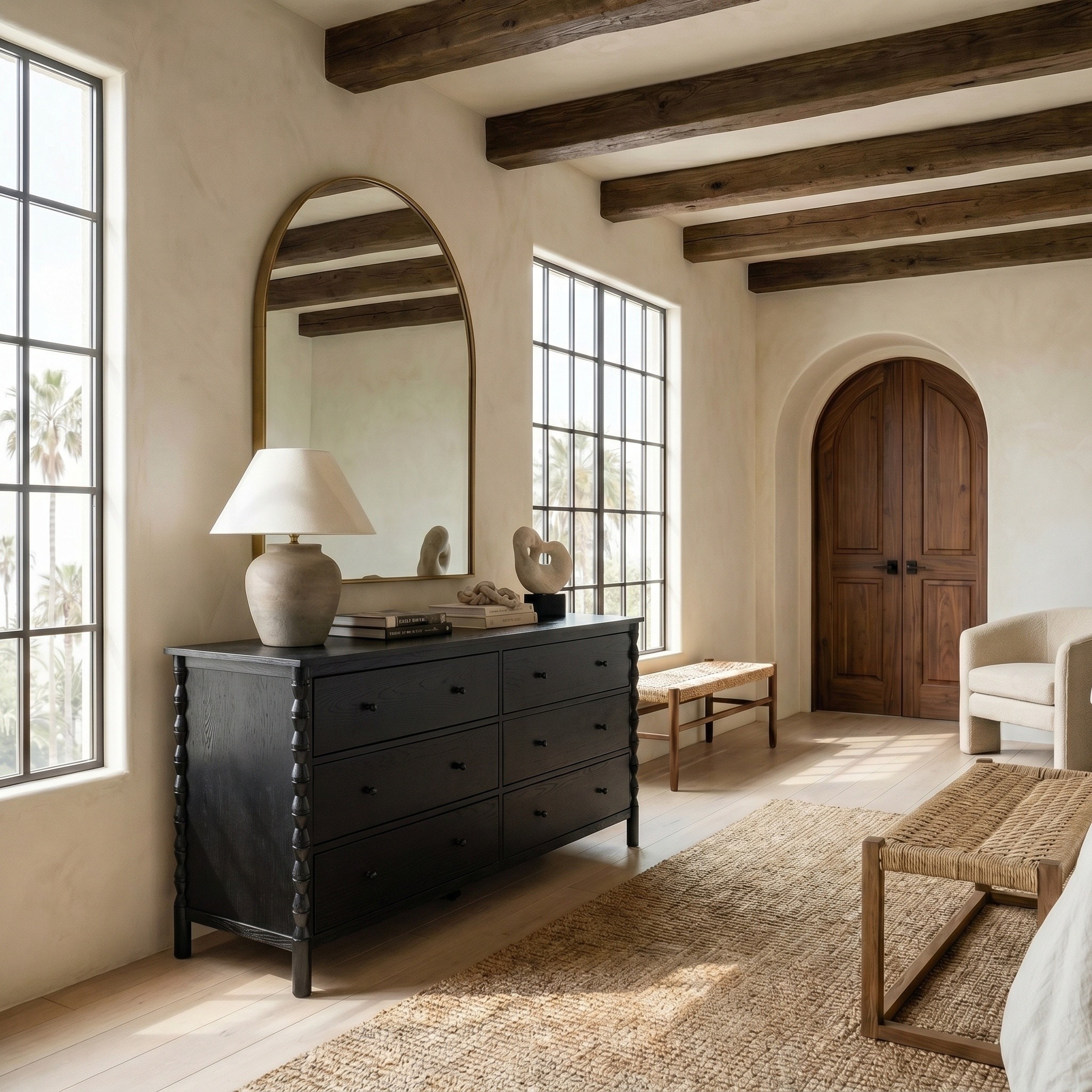 black bed brown dresser Valencia Bedroom Set Light Brown and Black